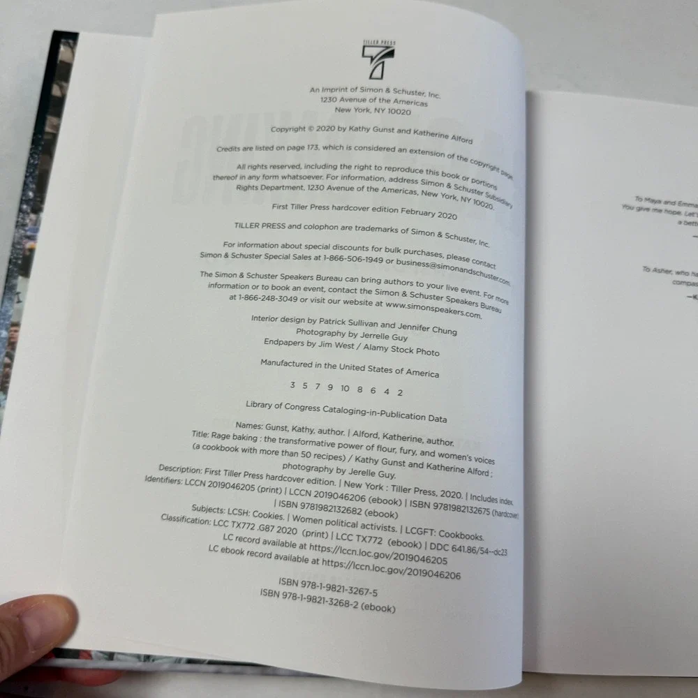 Rage Baking Kathy Gunst Katherine Alford Hardcover Cookbook Activism 2020‎